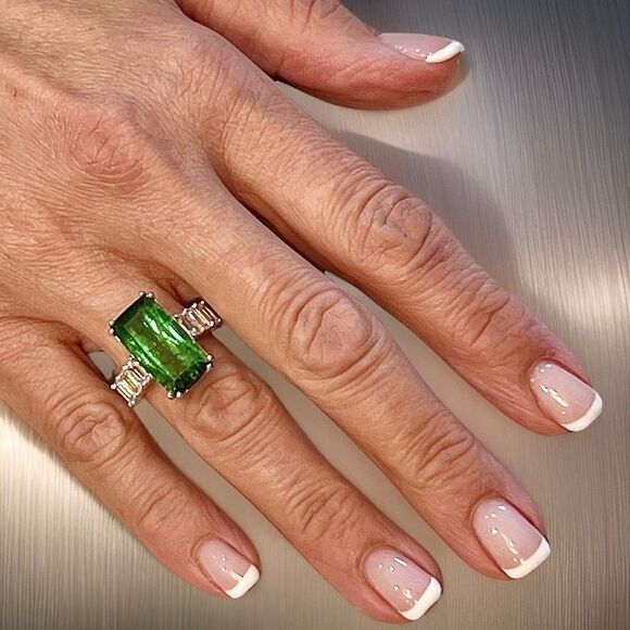 Natural Tourmaline Sapphire Ring 7 14k WG 12.17 TCW Certified $9,750 311033 - Picture 7 of 16